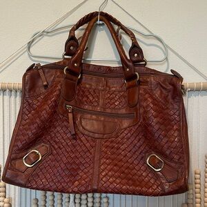 Levriero Italian Braided Leather Satchel Bag Purse
